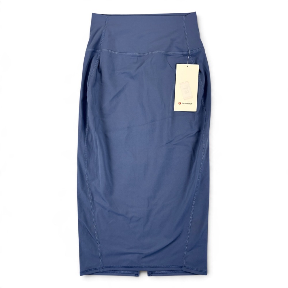 Lululemon Nulu Slim Fit High Rise Midi Skirt Womens 6 Oasis Blue Pencil Slit NWT